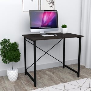 Wooden Study Table with Metal Frame